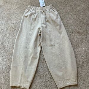 IXIMO Pants Womens Small Beige Linen Pull On Lagoonlook Wide Leg Lantern NEW